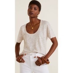 Mango - Bluzka Lin. Bluzki damskie Mango, s, bez wzorów, ze lnu, bez kołnierzyka, bez ramiączek. W wyprzedaży za 49.90 zł.