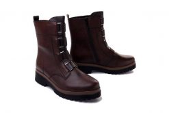 RIEKER REMONTE D1B75-25 brown, botki damskie. Brązowe botki damskie Rieker Remonte, na zimę, bez wzorów, ze skóry, bez obcasa, na obcasie, bez zapięcia. Za 489.90 zł.