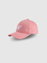 Czapka z daszkiem strapback damska 4F 4FWSS26ACABF549. Czerwone czapki damskie 4F, na lato, bez wzorów, z bawełny, sportowe. Za 45.99 zł.