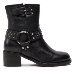 Botki Bronx. Czarne botki damskie Bronx, bez wzorów, bez obcasa, na słupku, bez zapięcia. Za 759.99 zł.