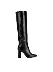 MEXX Kozaki MI001805743W Czarny. Czarne kozaki damskie Mexx, bez wzorów, ze skóry, bez obcasa, na słupku, bez zapięcia. Za 449.99 zł.