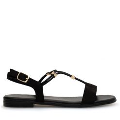 Sandały Lasocki. Czarne sandały damskie Lasocki, bez wzorów, bez obcasa, na płaskiej podeszwie, bez zapięcia. Za 119.99 zł.