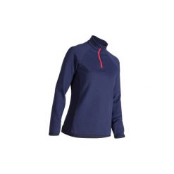 Ciepły sweter do golfa damski. Niebieskie swetry nierozpinane damskie INESIS, m, bez wzorów, z elastanu, bez kołnierzyka, bez ramiączek. Za 119.99 zł.