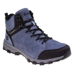 Męskie Buty Do Chodzenia Helone Suede Mid Cut. Czarne buty zimowe męskie Hi-tec, bez wzorów, bez obcasa, bez zapięcia. Za 324.99 zł.