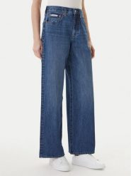 Calvin Klein Jeans Jeansy LV047F727G Granatowy Wide Leg. Niebieskie jeansy damskie Calvin Klein Jeans, bez wzorów, z bawełny. Za 409.99 zł.