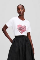 KARL LAGERFELD Biały damski t-shirt z cyrkoniami Hearts RS. Białe t-shirty damskie KARL LAGERFELD, s, bez wzorów, z materiału, eleganckie, bez kołnierzyka, bez ramiączek. W wyprzedaży za 309.99 zł.