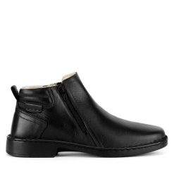 Botki Go Soft. Czarne botki męskie GO SOFT, bez wzorów, bez obcasa, bez zapięcia. Za 249.99 zł.