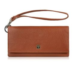 Portfel damski skórzany duży z miejscem na telefon kopertówka koniakowa damska Paolo Peruzzi T-141-CG. Brązowe portfele damskie Paolo Peruzzi, ze skóry. Za 89.00 zł.