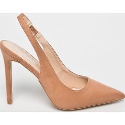 Answear - Szpilki. Czarne szpilki damskie ANSWEAR, bez wzorów, z materiału, bez obcasa, na obcasie, bez zapięcia. W wyprzedaży za 59.90 zł.