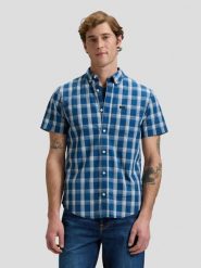 MESKA KOSZULA LEE BUTTON DOWN SS DEEP SEA PLAID 112376549. Niebieskie koszule męskie Lee, xl, bez wzorów, bez kołnierzyka, bez ramiączek. Za 129.99 zł.