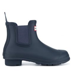 Kalosze Hunter. Niebieskie kalosze damskie Hunter, bez wzorów, bez zapięcia. Za 399.99 zł.
