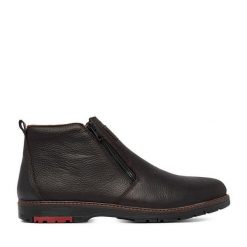 Botki Rieker. Czarne botki męskie Rieker, bez wzorów, bez obcasa, bez zapięcia. Za 429.99 zł.