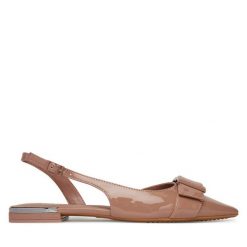 Sandały DKNY. Czerwone sandały damskie DKNY, bez wzorów, bez obcasa, na płaskiej podeszwie, bez zapięcia. Za 299.99 zł.