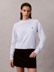 Calvin Klein Jeans Sweter z dzianiny Kobiety Bawełna niebieski, M. Niebieskie swetry nierozpinane damskie Calvin Klein Jeans, m, bez wzorów, z bawełny, bez kołnierzyka, bez ramiączek. Za 279.95 zł.