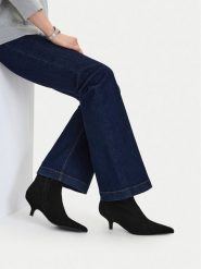 GINO ROSSI Botki EO-26004-01 Czarny. Czarne botki damskie Gino Rossi, bez wzorów, ze skóry, bez obcasa, na szpilce, bez zapięcia. Za 399.99 zł.