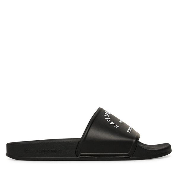 Klapki KARL LAGERFELD. Czarne klapki damskie KARL LAGERFELD, bez wzorów, bez obcasa, bez zapięcia. Za 399.99 zł.