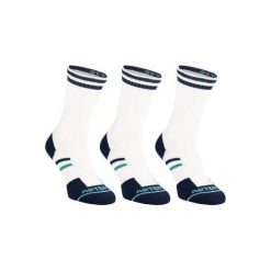 Skarpety sportowe RS500 3 pary. Niebieskie skarpetki damskie ARTENGO, bez wzorów, z bawełny. Za 24.99 zł.