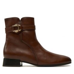 Botki Gabor. Brązowe botki damskie Gabor, bez wzorów, bez obcasa, na płaskiej podeszwie, bez zapięcia. Za 659.99 zł.