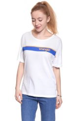 WRANGLER T SHIRT DAMSKI B&Y TRUCKER TEE WHITE W724LG412 112130927. Białe t-shirty damskie Wrangler, s, bez wzorów, bez kołnierzyka, bez ramiączek. W wyprzedaży za 39.99 zł.