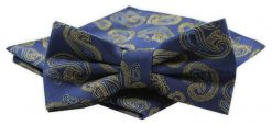 Mucha Męska Alties z Poszetką - Paisley, Granat. Niebieskie krawaty i muchy Alties, bez wzorów, eleganckie. Za 54.00 zł.