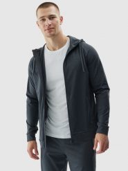 4F Bluza treningowa regular szybkoschnąca męska - szara L. Szare bluzy sportowe męskie 4F, l, bez wzorów, z dzianiny, z kapturem, na fitness i siłownię. Za 199.99 zł.