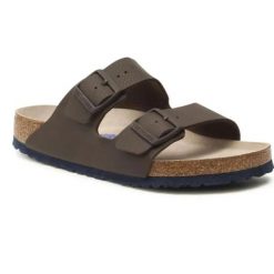 Klapki męskie Birkenstock Arizona BS regular. Brązowe klapki męskie Birkenstock, bez wzorów, z jeansu, bez zapięcia. Za 287.00 zł.