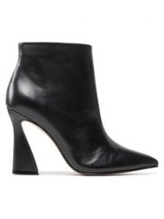 Simple Botki SL-04-02-000100 Czarny. Czarne botki damskie SIMPLE, bez wzorów, ze skóry, bez obcasa, na słupku, bez zapięcia. Za 509.99 zł.