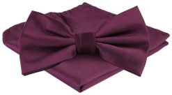 Mucha Męska z Poszetką w Zestawie - Alties - Fioletowa Morwa. Fioletowe krawaty i muchy Alties, bez wzorów, eleganckie. Za 65.00 zł.