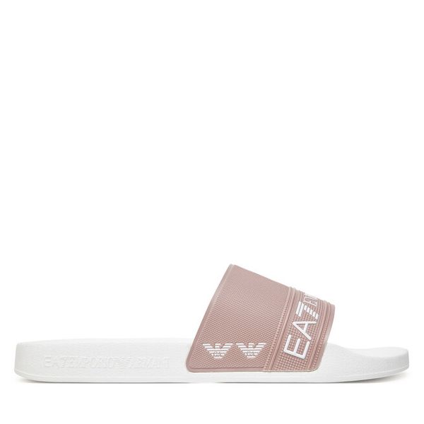 Klapki EA7 Emporio Armani. Brązowe klapki damskie EA7 Emporio Armani, bez wzorów, bez obcasa, bez zapięcia. Za 159.99 zł.