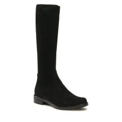 Kozaki Caprice. Czarne kozaki damskie Caprice, bez wzorów, bez obcasa, na płaskiej podeszwie, bez zapięcia. Za 339.99 zł.