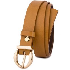 Pasek skórzany BELTIMORE r.100-115 cm O24 camelowy. Brązowe paski damskie bez wzorów. Za 54.99 zł.