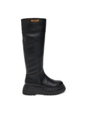 TWINSET Kozaki 242TCP048 Czarny. Czarne kozaki damskie Twinset, bez wzorów, ze skóry, bez obcasa, na płaskiej podeszwie, bez zapięcia. Za 1,119.00 zł.