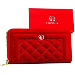 Portfel pikowany Rovicky R-PRK-03-V36 czerwony. Czerwone portfele damskie ROVICKY, ze skóry ekologicznej. Za 49.99 zł.