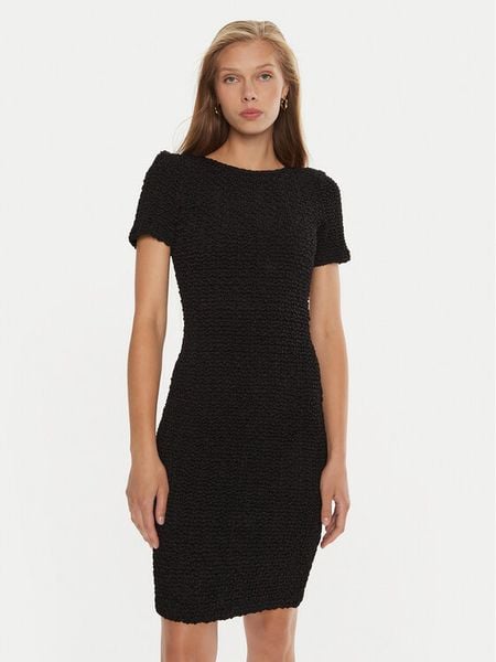 DKNY Sukienka codzienna DD4E1B89 Czarny Regular Fit. Czarne sukienki damskie DKNY, na co dzień, bez wzorów, z syntetyku, bez kołnierzyka, bez ramiączek, proste. Za 459.99 zł.