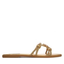 Klapki KARL LAGERFELD. Żółte klapki damskie KARL LAGERFELD, bez wzorów, bez obcasa, bez zapięcia. Za 547.99 zł.