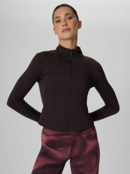 4F Bluza treningowa slim bez kaptura damska - brązowa S. Brązowe bluzy damskie 4F, s, bez wzorów, klasyczne, bez ramiączek, bez kaptura. Za 199.99 zł.