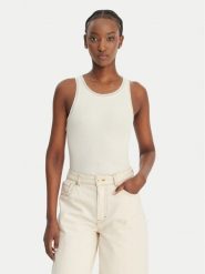 BOSS Top C_Eplie 50553479 Écru Slim Fit. Topy damskie Boss, l, bez wzorów, z bawełny, bez kołnierzyka, bez ramiączek. Za 279.99 zł.