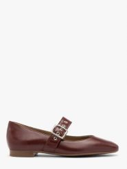 Bordowe baleriny damskie AUDREY. Czerwone balerinki damskie Ryłko, bez wzorów, z jeansu, bez obcasa, na płaskiej podeszwie, bez zapięcia. Za 349.99 zł.