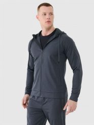 4F Bluza treningowa szybkoschnąca męska - szara L. Szare bluzy sportowe męskie 4F, l, bez wzorów, z dzianiny, z kapturem, do biegania. Za 199.99 zł.