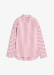 Koszula oversize z bawełnianej popeliny. Czerwone koszule damskie bonprix, bez wzorów, z bawełny, bez kołnierzyka, bez ramiączek. Za 124.99 zł.