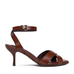 Sandały JENNY. Brązowe sandały damskie Jenny, bez wzorów, bez obcasa, na szpilce, bez zapięcia. Za 129.99 zł.