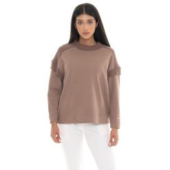 Leone 1947 Warm Touch Women, bluza, Rundhalsausschnitt und Strickeinsätzen. Brązowe bluzy damskie LEONE 1947 APPAREL, bez wzorów, bez ramiączek, bez kaptura. Za 191.56 zł.