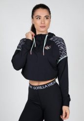 Zion Cropped Bluza z kapturem - Czarny. Czarne bluzy damskie GORILLA WEAR, m, bez wzorów, z elastanu, bez ramiączek, z kapturem. Za 287.85 zł.