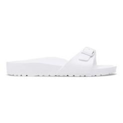BIRKENSTOCK Madrid EVA White Klapki damskie. Białe klapki damskie Birkenstock, na lato, bez wzorów, z materiału, klasyczne, bez obcasa, bez zapięcia. Za 189.99 zł.