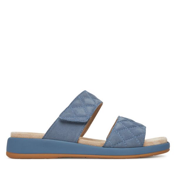 Klapki Caprice. Niebieskie klapki damskie Caprice, bez wzorów, bez obcasa, bez zapięcia. Za 219.99 zł.