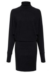 Sukienka dzianinowa z mieszanki wiskozy. Szare sukienki damskie bonprix, bez wzorów, z dzianiny, eleganckie, bez kołnierzyka, bez ramiączek. Za 129.99 zł.