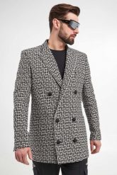 Płaszcz męski z logo BALMAIN. Płaszcze męskie Balmain, m, bez wzorów, bez kołnierzyka, bez kaptura. W wyprzedaży za 6,681.35 zł.