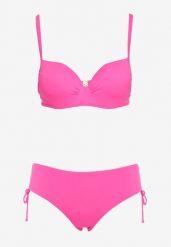 Fuksjowe Bikini Dwuczęściowe Usztywniany Biustonosz na Cienkich Ramiączkach Majtki Figi Ściągane Troczkiem Joans. Czerwone bikini Born2be, bez wzorów. Za 69.99 zł.