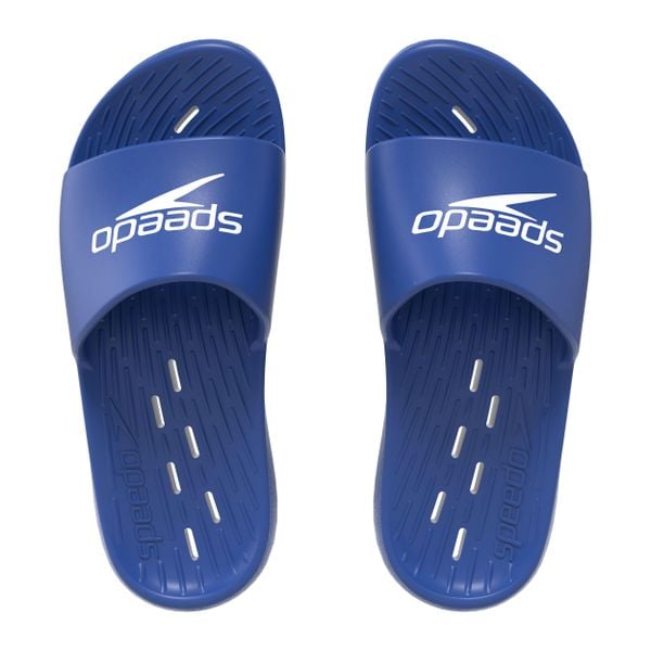 Klapki basenowe damskie Speedo Slides. Niebieskie klapki damskie Speedo, bez wzorów, sportowe, bez obcasa, bez zapięcia. Za 164.35 zł.