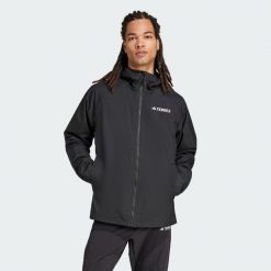 Kurtka Terrex Multi 2L RAIN.RDY. Czarne kurtki męskie Adidas, l, bez wzorów, z materiału, sportowe, bez kaptura. Za 529.00 zł.